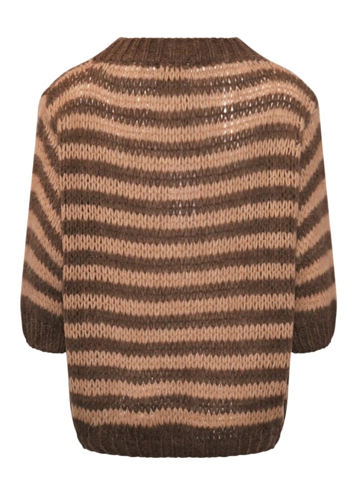 Forudbestilling - Noella - Lyla Knit - 1301 Camryn Coffee Stripe Strikbluser 