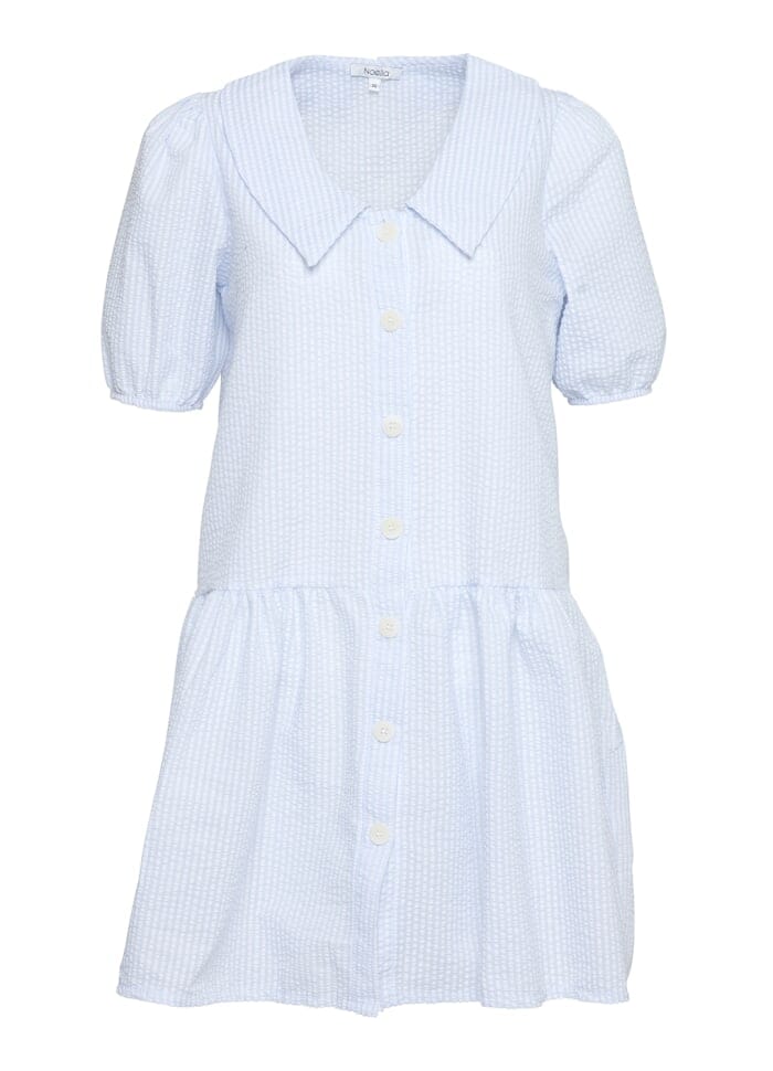 Forudbestilling - Noella - Melina Dress Seersucker - Blue/White Stripe Kjoler 