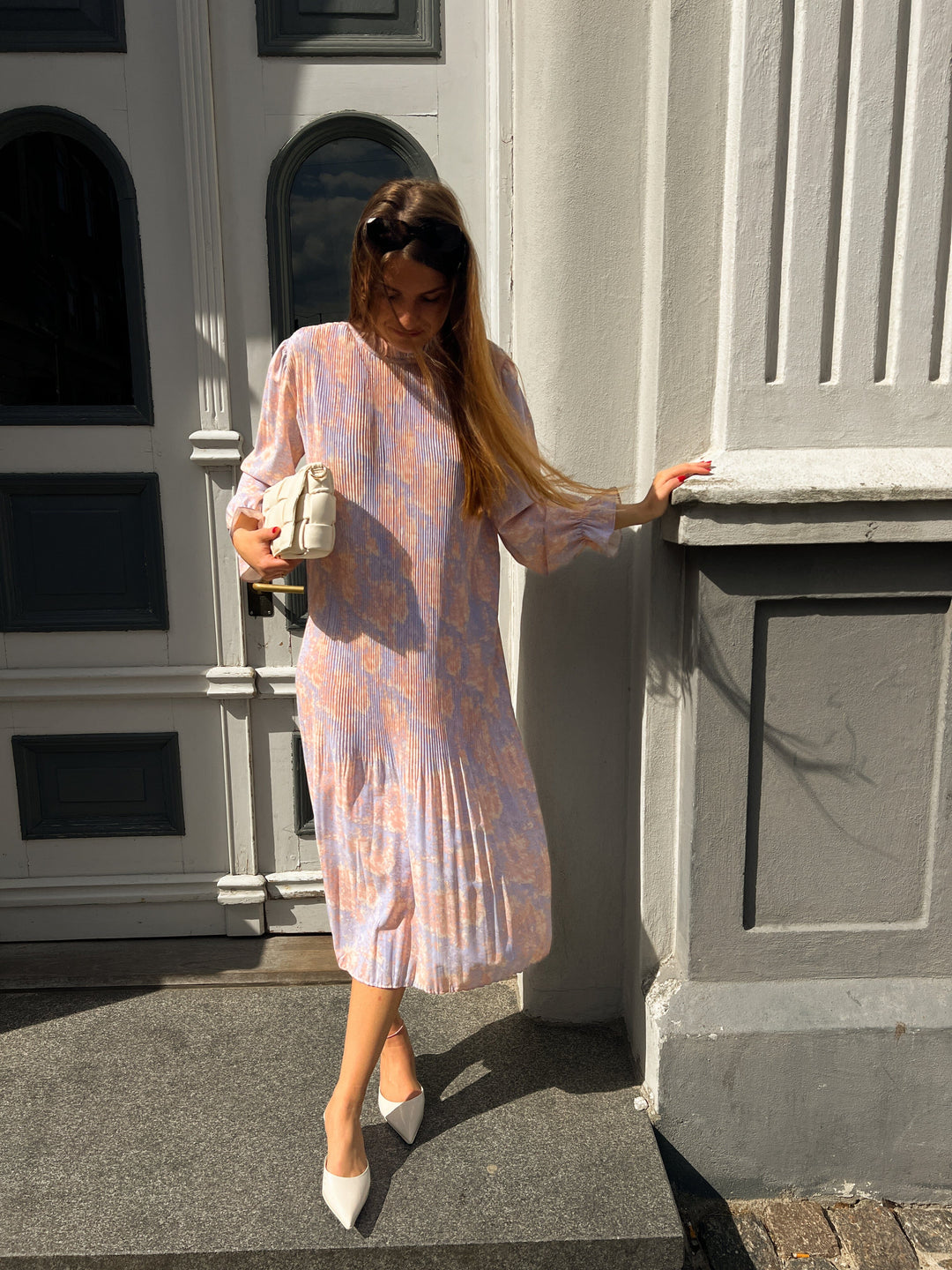 Forudbestilling - Noella - Rebecca Long Dress - Lavender/Apricot Print Kjoler 