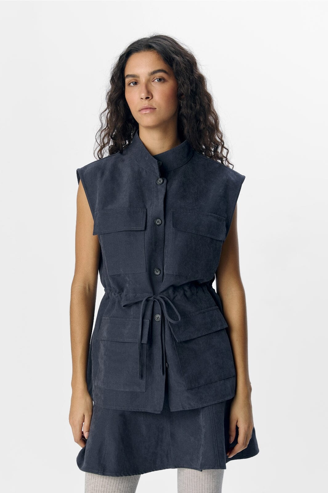 Forudbestilling - Object - Objminova S/L Lo Waistcoat Sp 25 - 4827211 Dark Denim