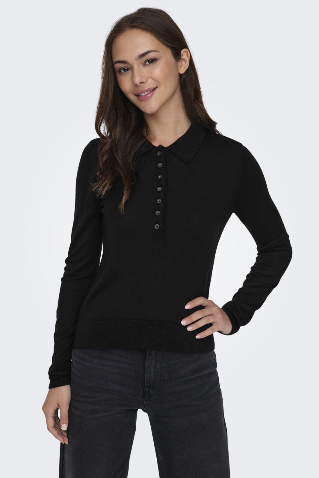 Only - Onlcathrine Ls Polo Neck Knt 15347184 - 4752975 - Black