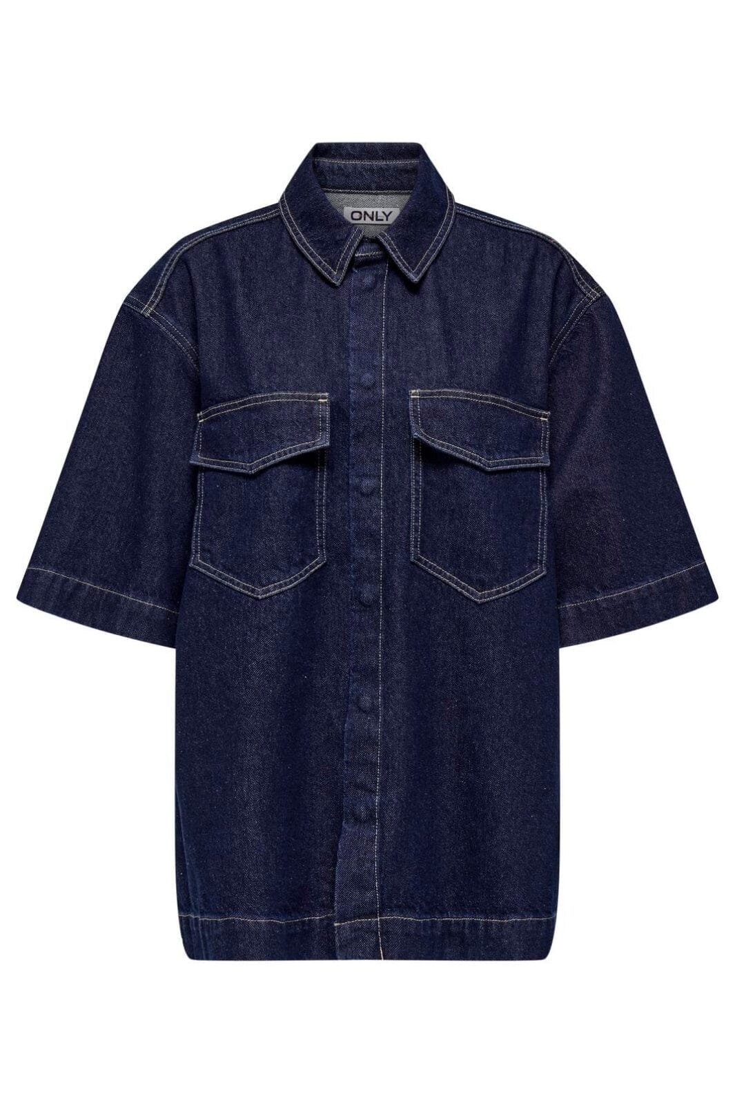 Forudbestilling - Only - Onlsophie Oversize S/S Shirt - 4717352 Dark Blue Denim Rinse Skjorter 