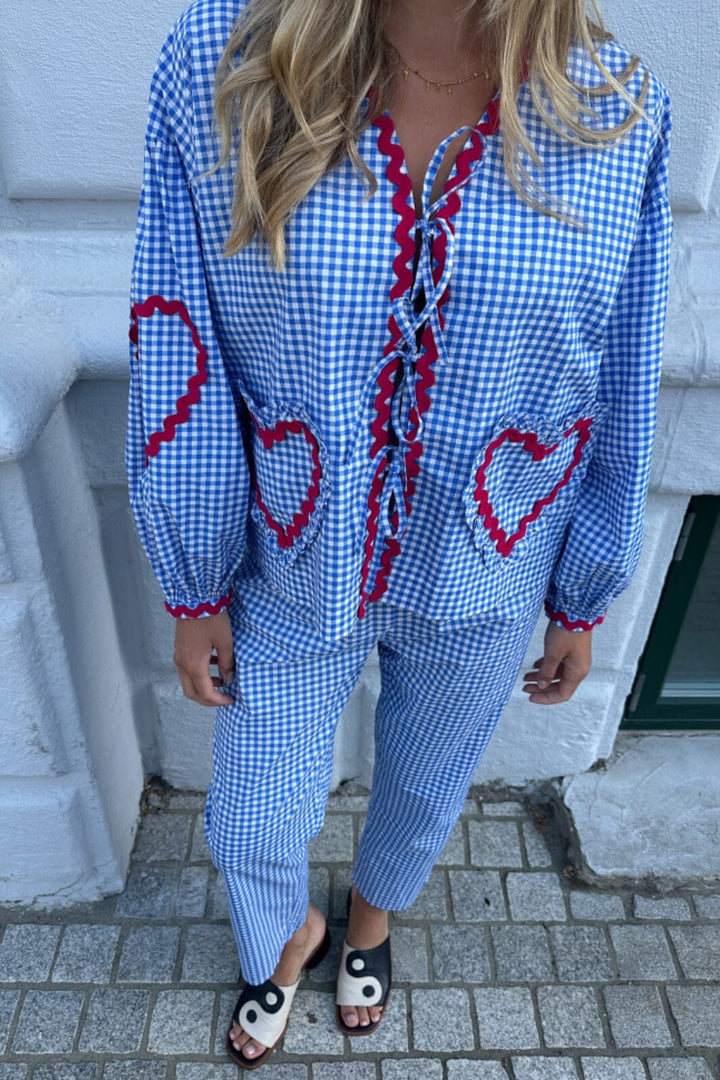 Forudbestilling - Sissel Edelbo - Asta Organic Cotton Pants SE 1399 - Blue Checks Bukser 