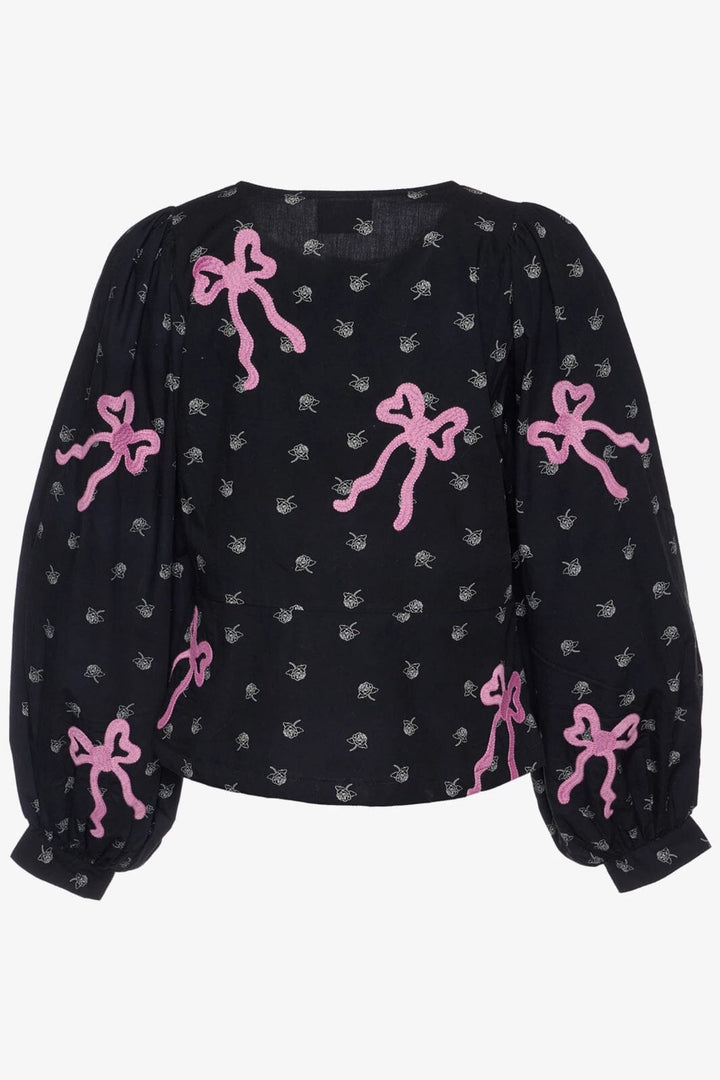 Forudbestilling - Sissel Edelbo - Nicoline Organic Cotton Top - Black W. Cyclamen Pink Toppe 