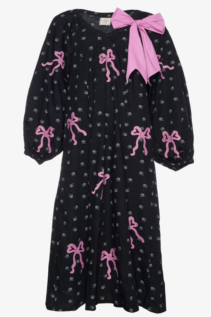 Forudbestilling - Sissel Edelbo - Regina Organic Cotton Dress - Black W. Cyclamen Pink Kjoler 