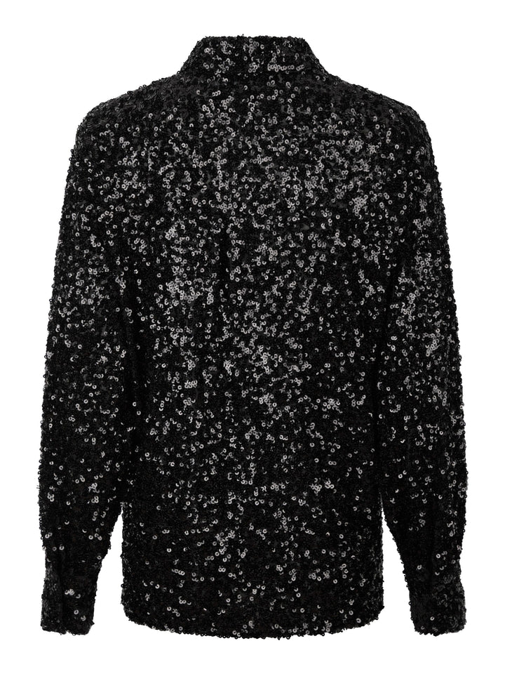 Forudbestilling - Valentin Studio - Classy Sequins Shirt 163336 - 100 - Black Skjorter 