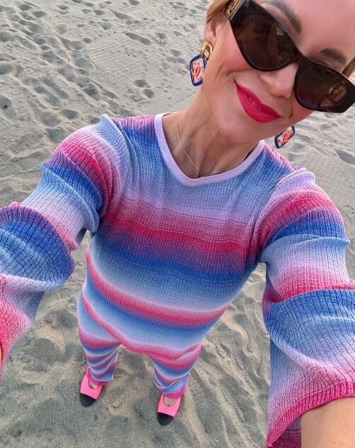 Forudbestilling - Valentin Studio - Rainbow Knit Blouse - Blue Bluser 