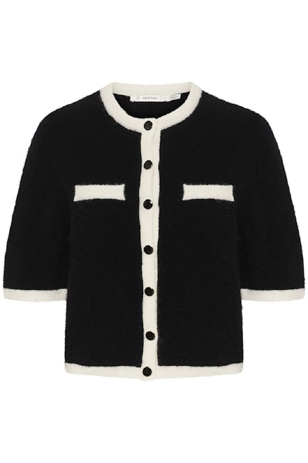 Gestuz - Gzalpha Contrast Cardigan - 107260 Black/Ivory Comb