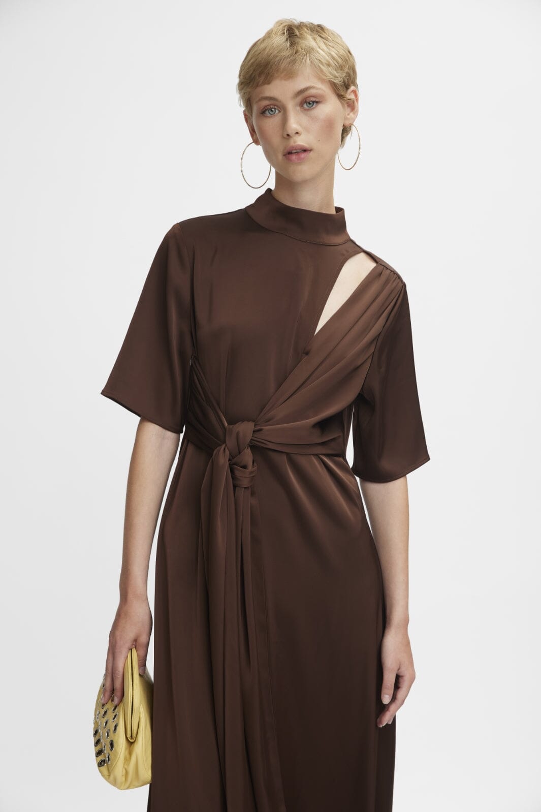 Gestuz - HarperGZ knot long dress - Dark brown Kjoler 