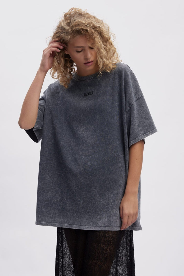 Gestuz - Jiogz Oversize Tee - 106053 Dark Grey Washed T-shirts 