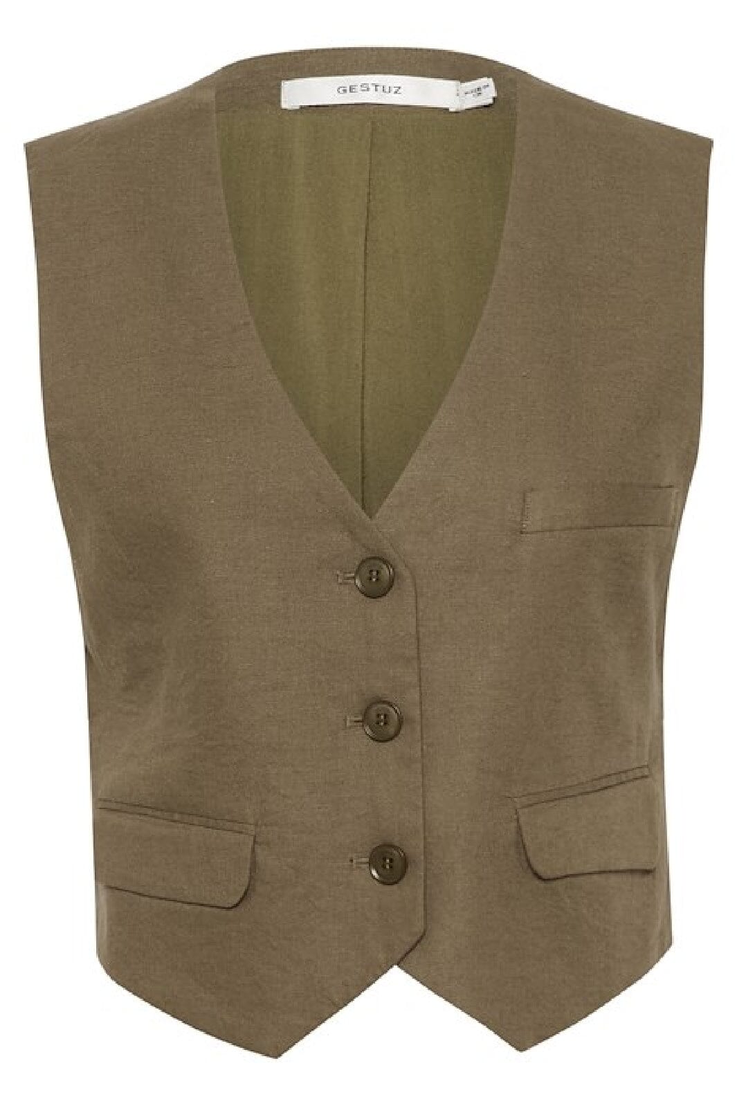 Gestuz - LizaGZ linen waistcoat - Stone Gray Veste 