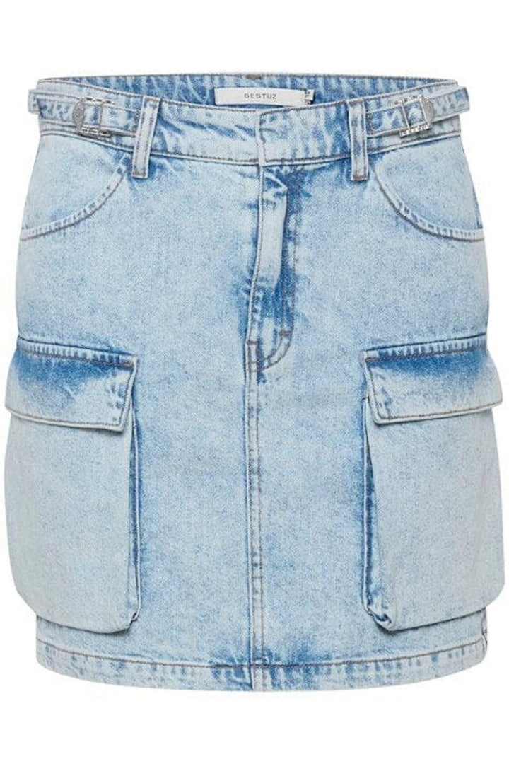 Gestuz - MarliGZ HW denim skirt - Mid blue washed