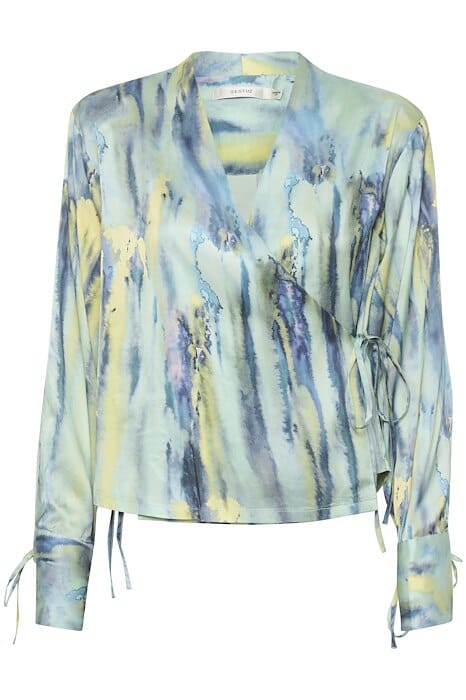 Gestuz - WaleryGZ P wrap blouse - Green Aqua Art