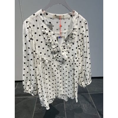 Gossia - Reesego Dot Blouse - Off-white Black Dots Bluser 