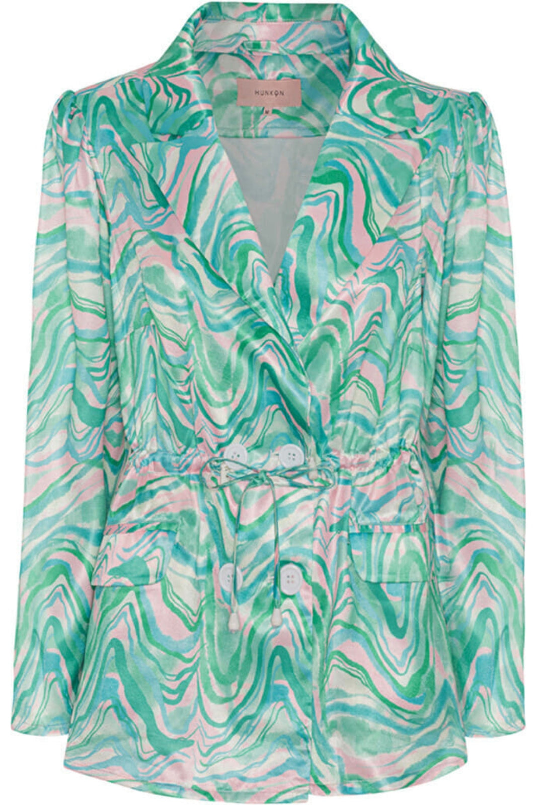 Hunkøn - Mabel Blazer - Green Swirl Art Print Blazere 