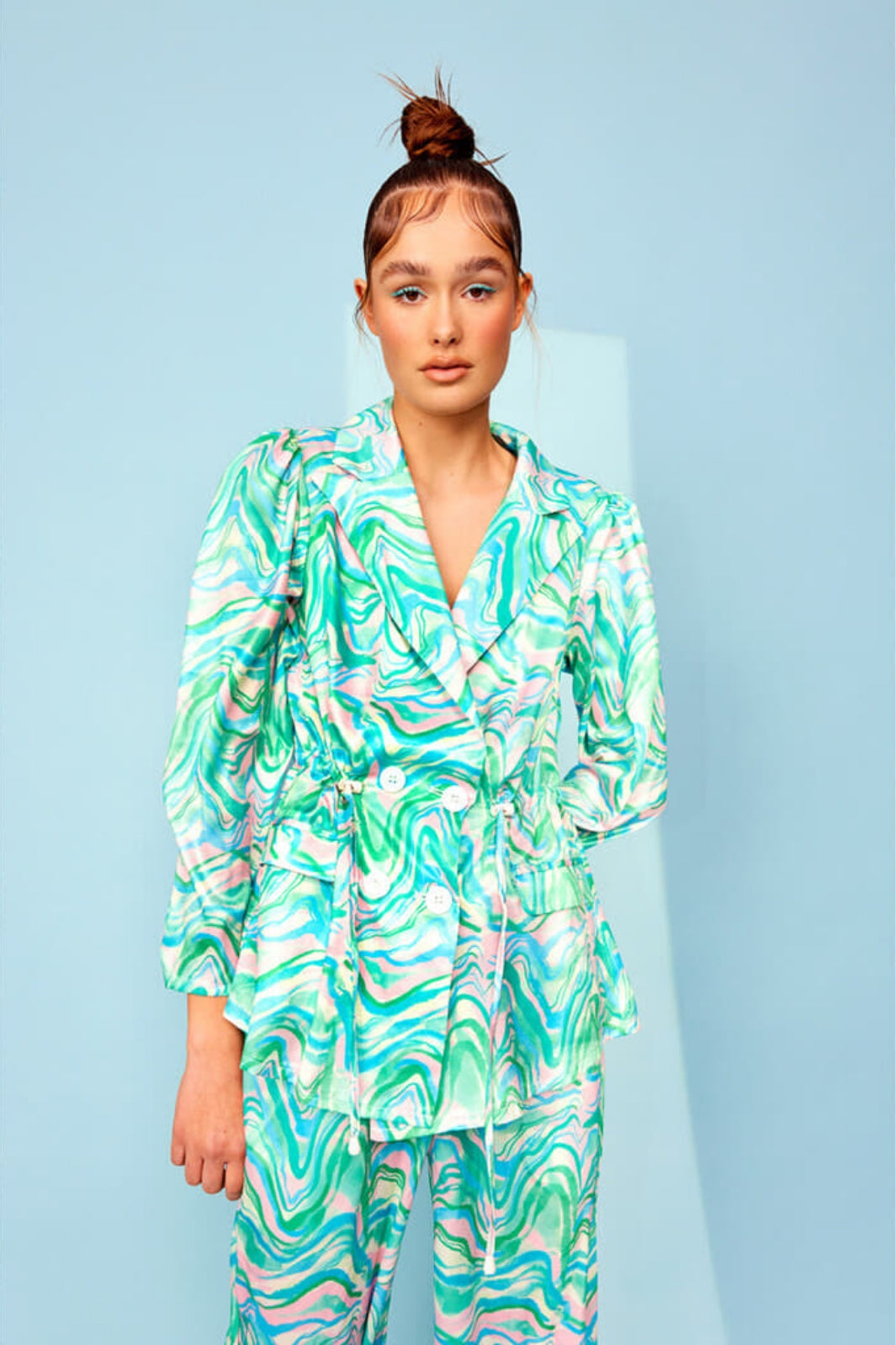 Hunkøn - Mabel Blazer - Green Swirl Art Print Blazere 