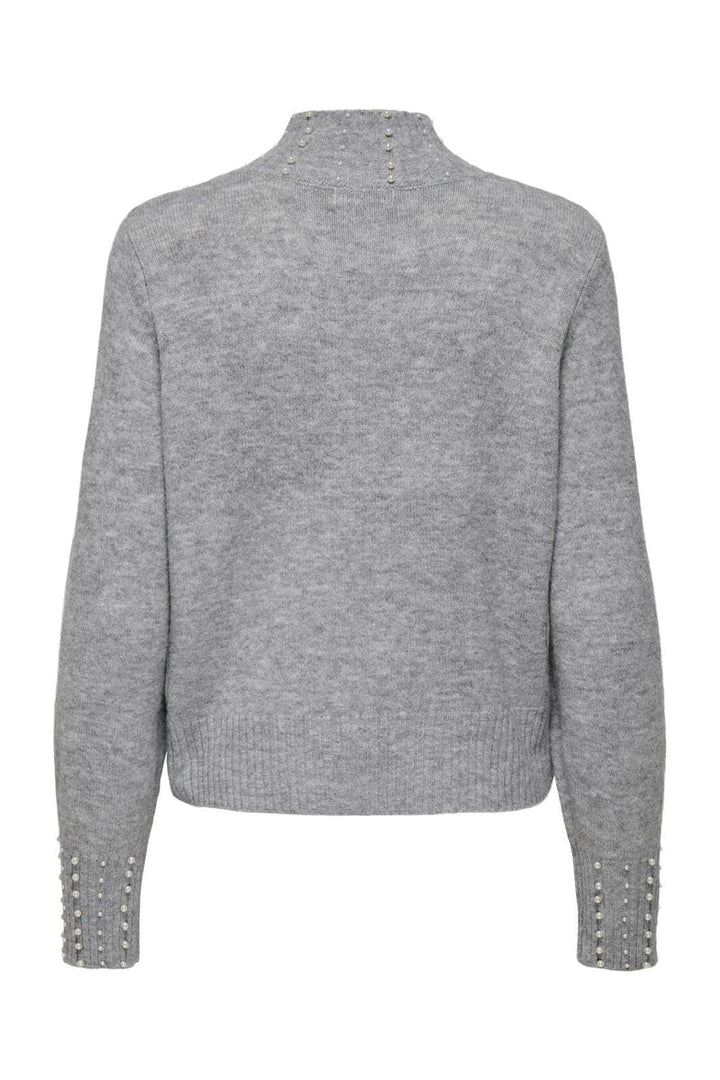 JDY - Jdyrue Life L/S Hn Pearl Pullover Knt - 4743413 Light Grey Melange