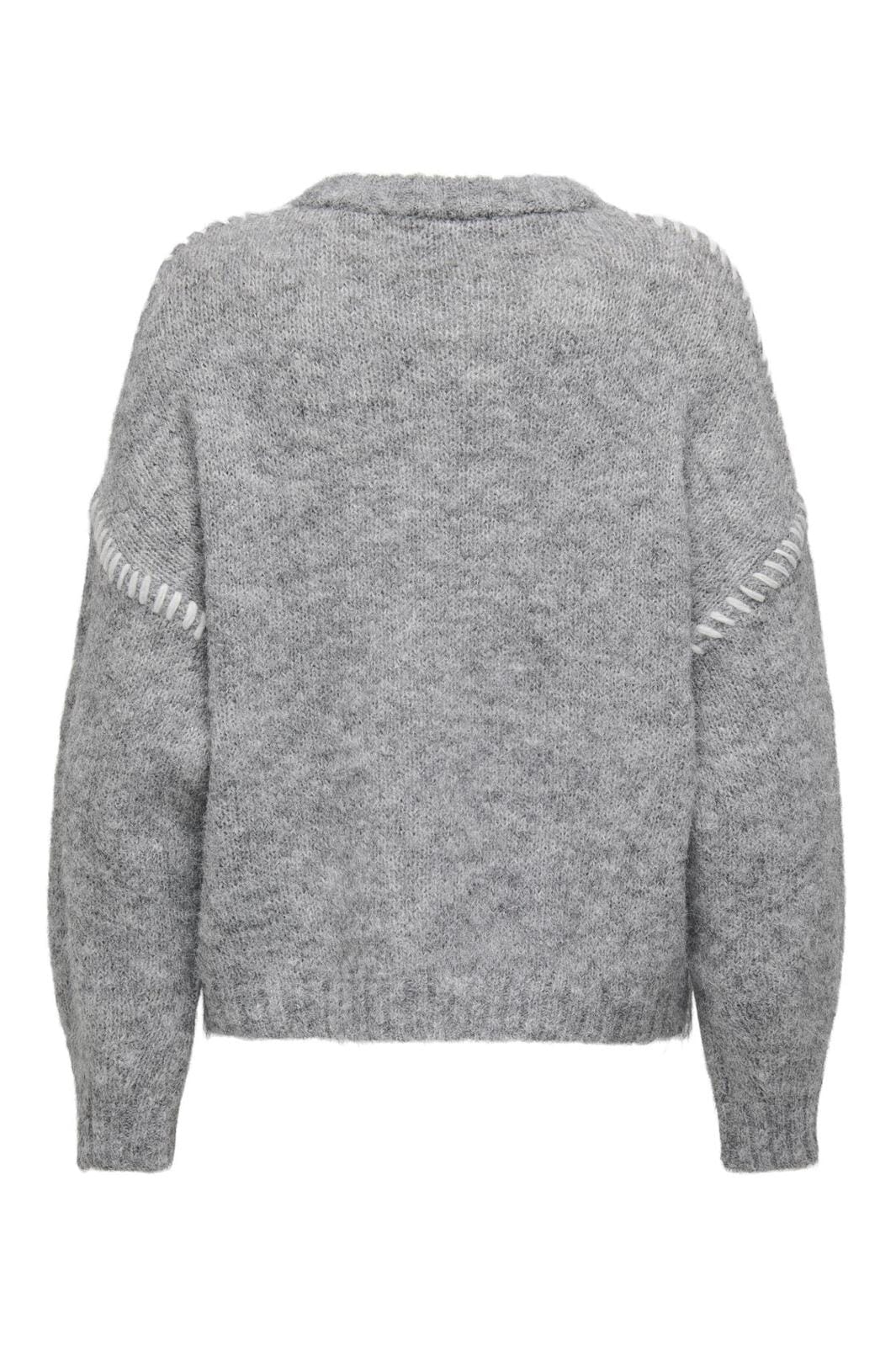 JDY - Jdyzoey Life L/S On Stitch Pull Knt 15336758 - 4633863 - Light Grey Melange W. Birch Stitch