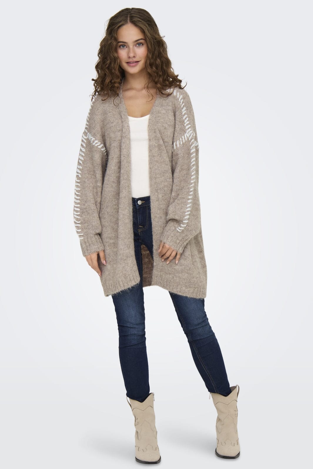 JDY - Jdyzoey Life L/S Stitch Cardigan Knt - 4721398 Chateau Gray W. Birch Stitch