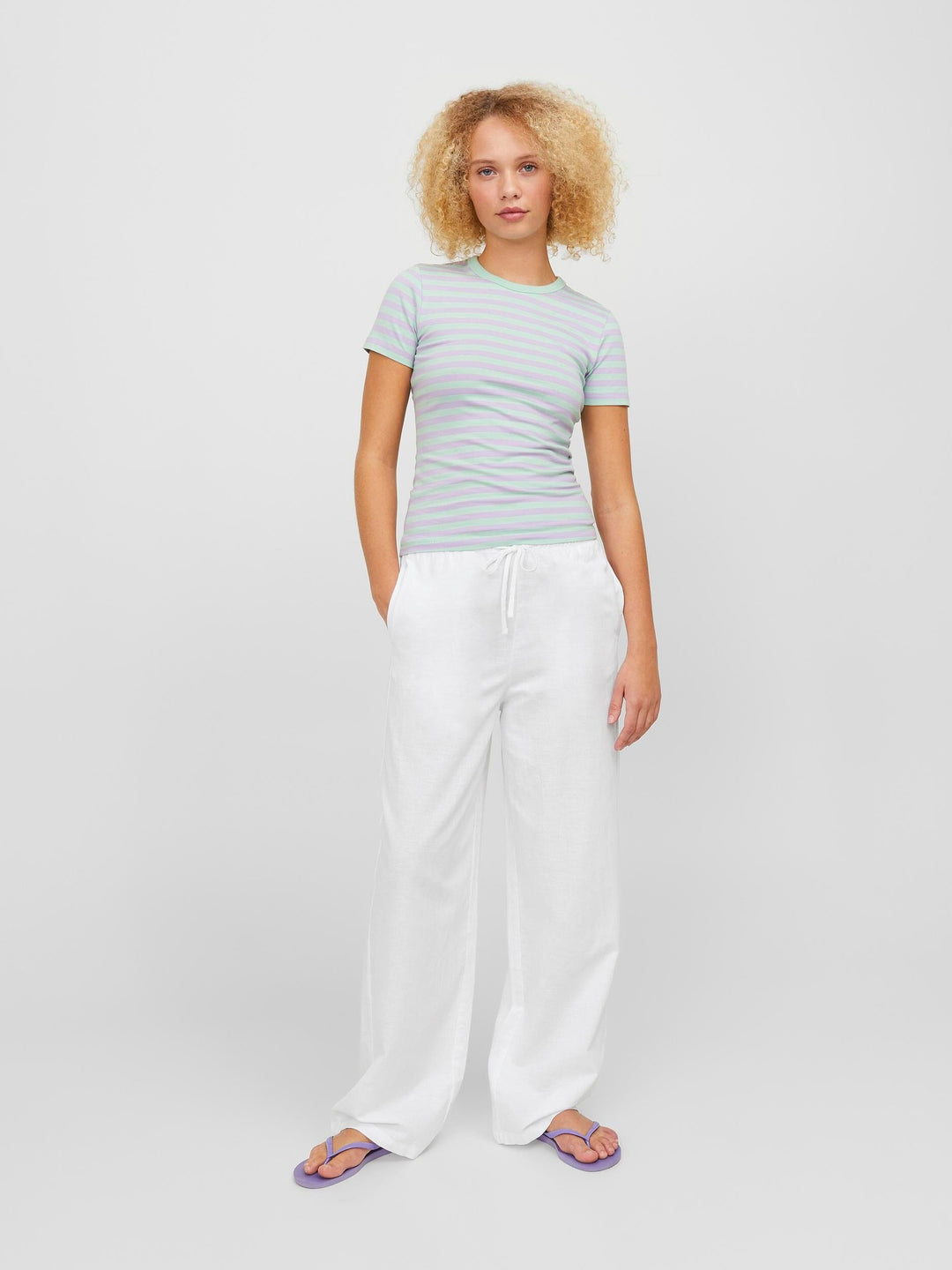 Jjxx - Jxflora Linen Blend Pant Sn - 4388843 White Bukser 