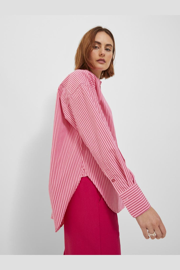 Jjxx - Jxjamie Ls Relaxed Poplin Shirt - 4235856 Cerise Stripe