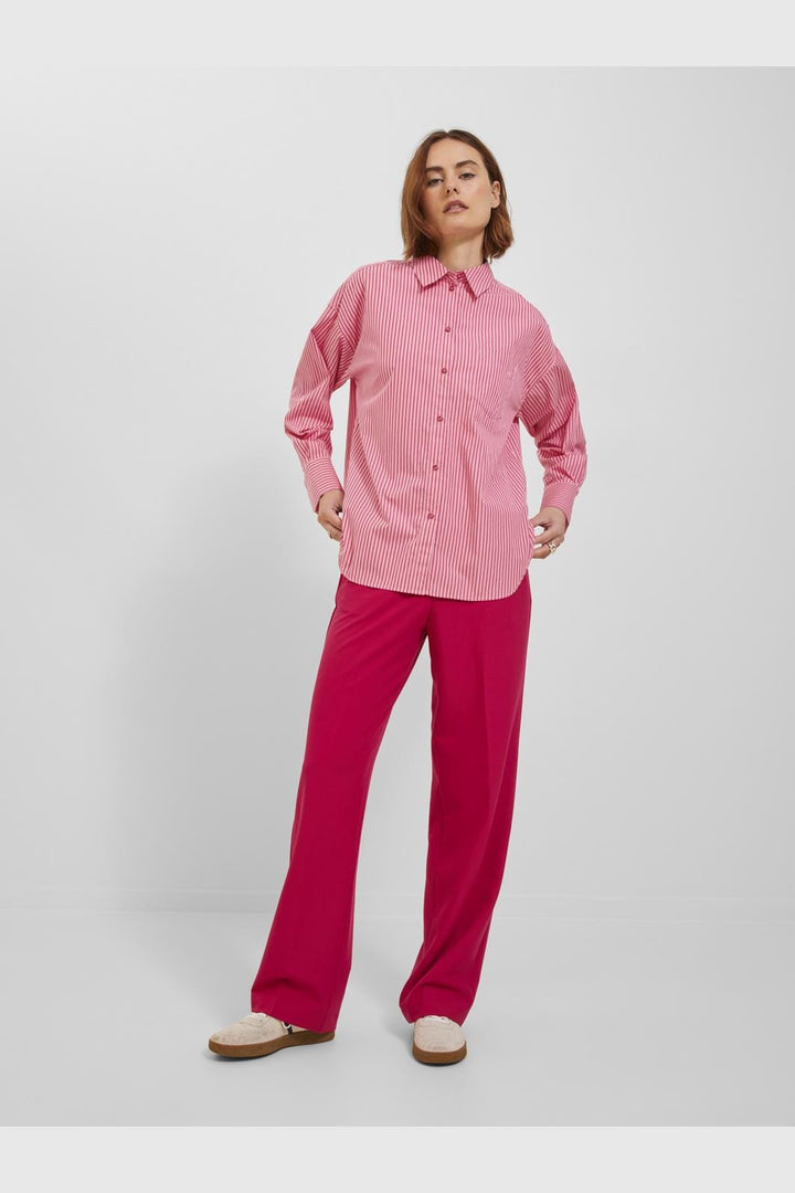 Jjxx - Jxjamie Ls Relaxed Poplin Shirt - 4235856 Cerise Stripe