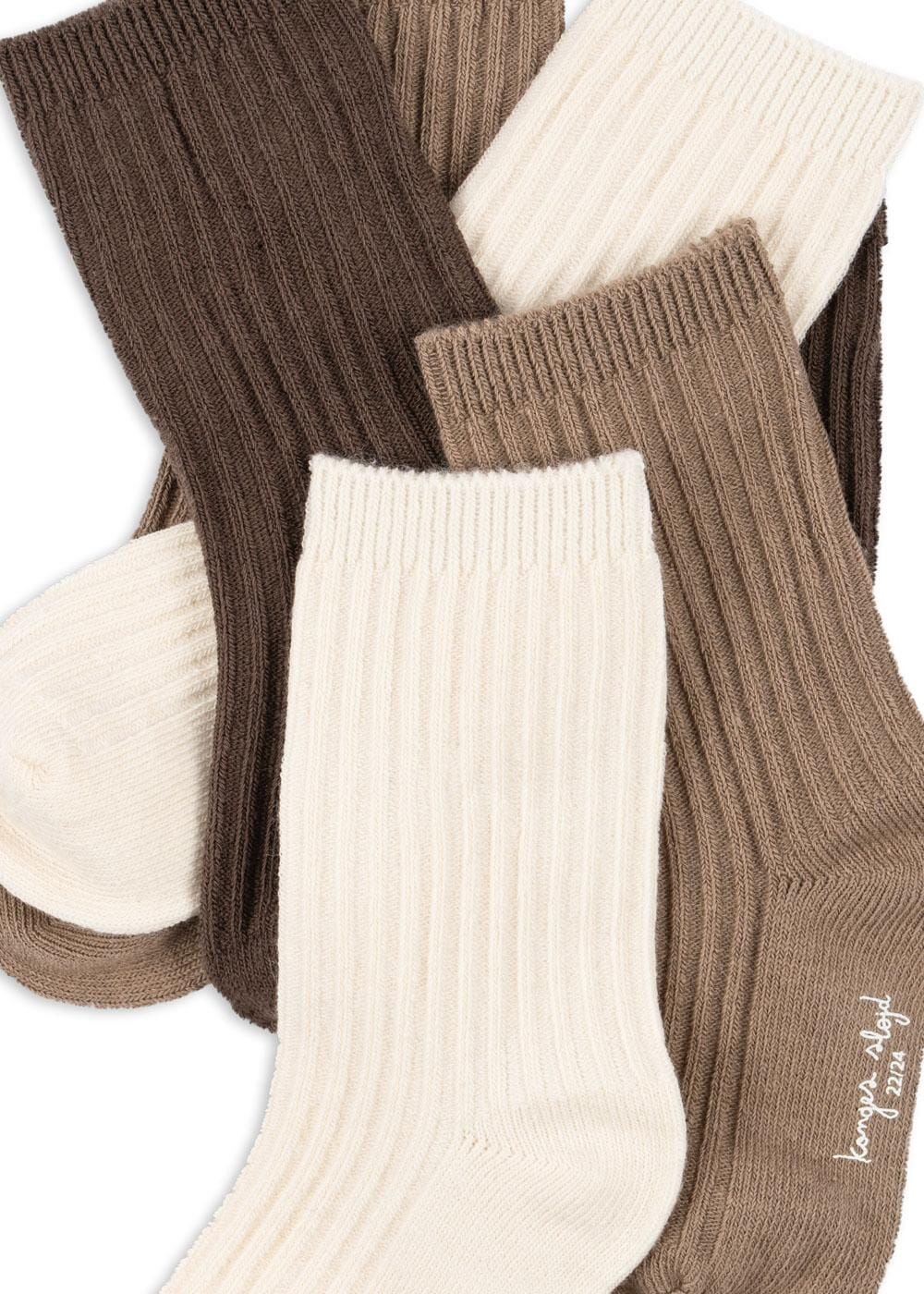 Konges Sløjd - 3 Pack Rib Socks - Sand/hazel/shitake Strømper 