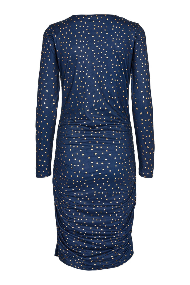 Liberte - Alma-Long-Dress - Navy Gold Dot Kjoler 