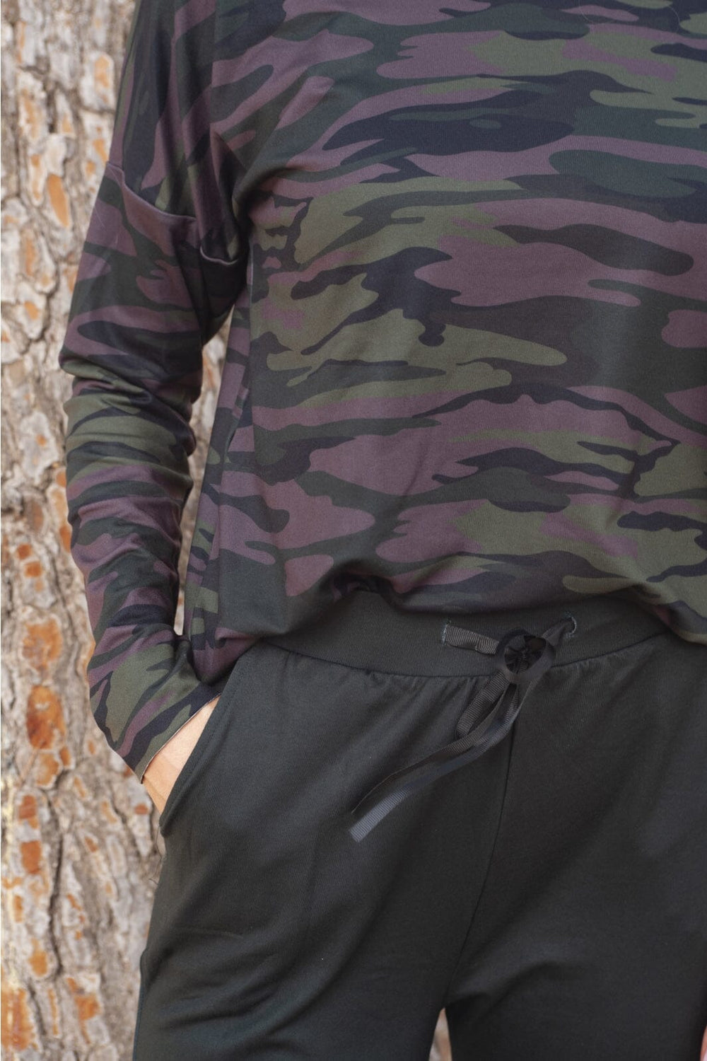 Liberte - Alma-Ls-Top (Fleece) - Dusty Camo Dark Brown Bluser 