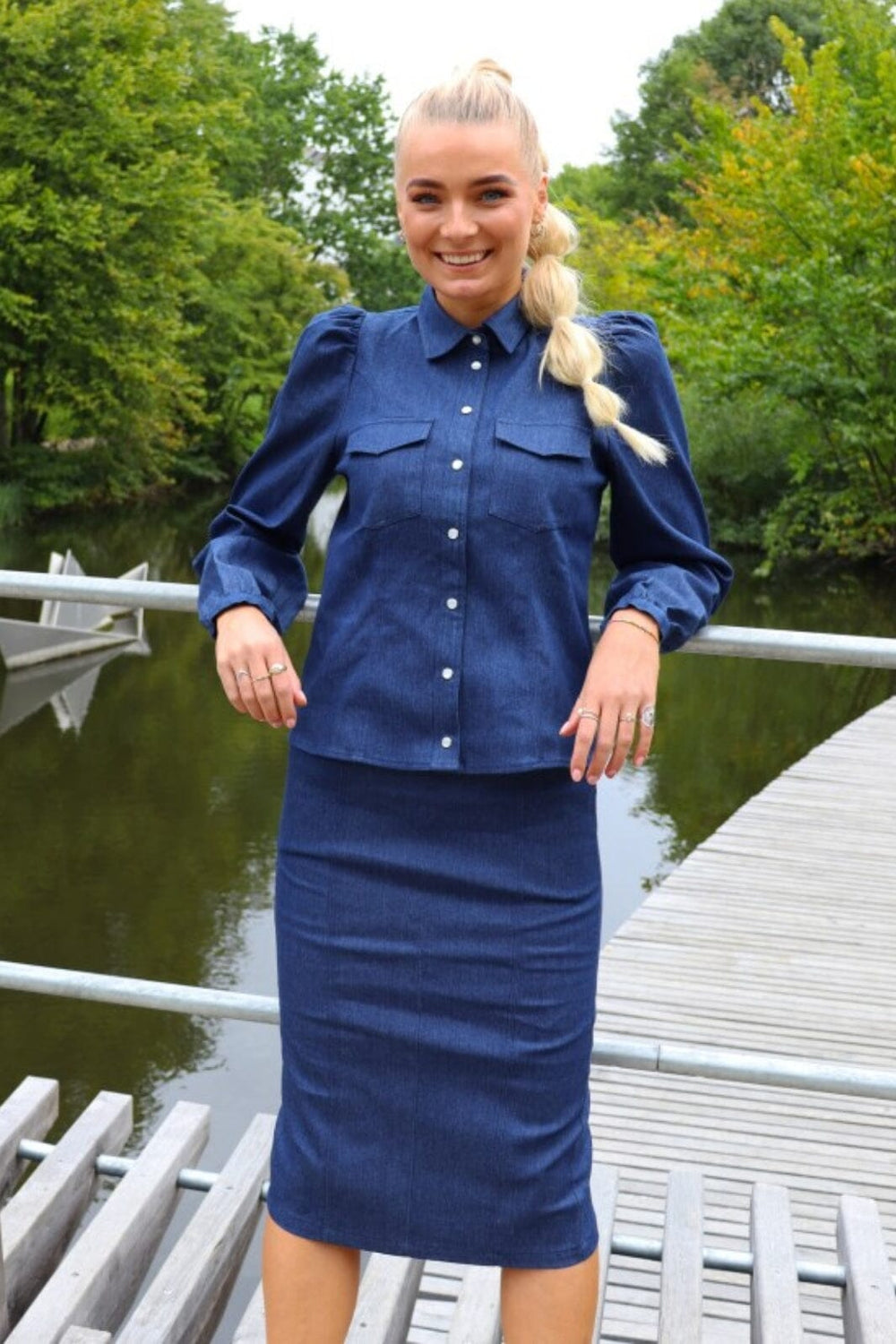 Liberte - Asta-Slimfit-Skirt - Dark Blue Denim Nederdele 