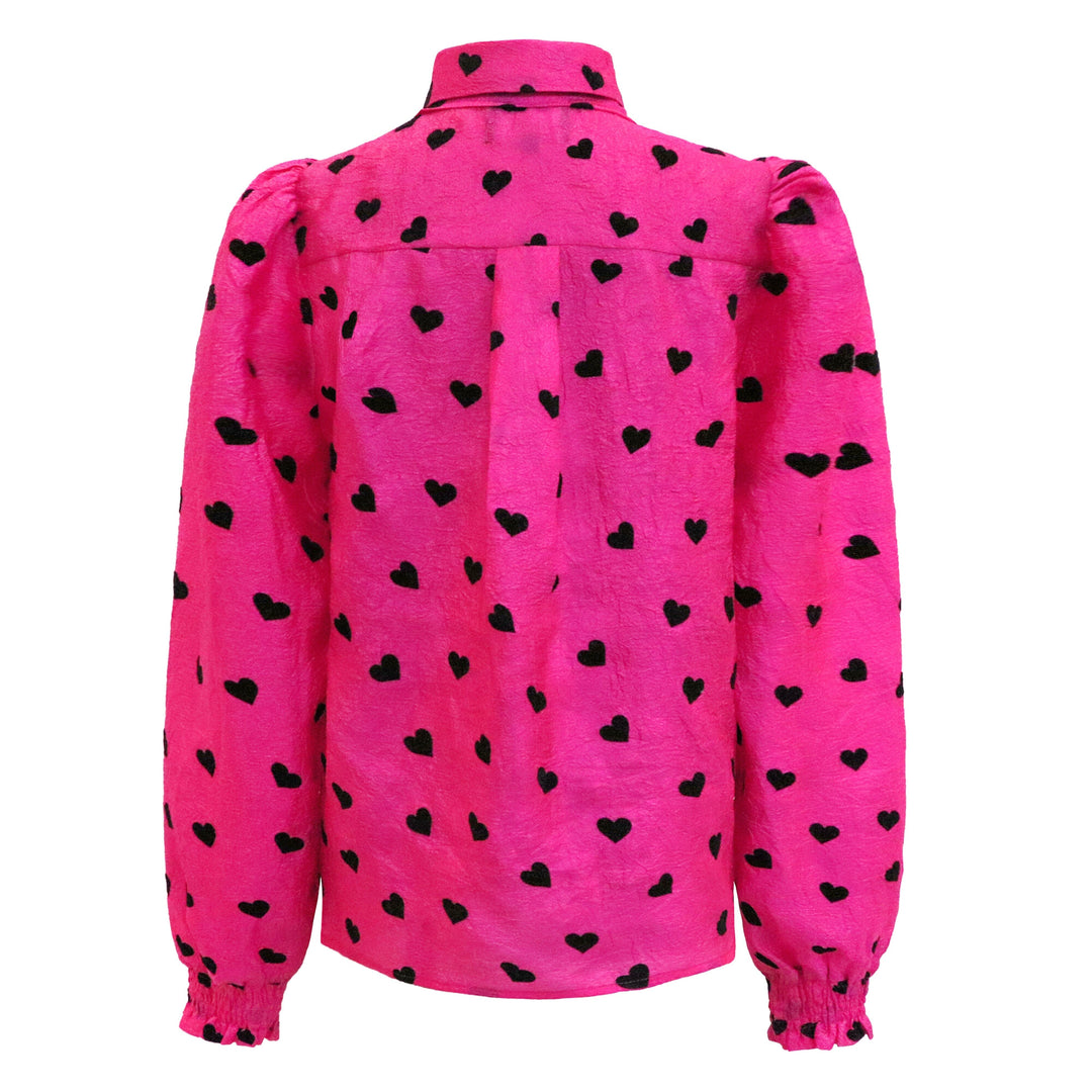 Liberte - Elina-Ls-Blouse - Pink Black Heart Bluser 