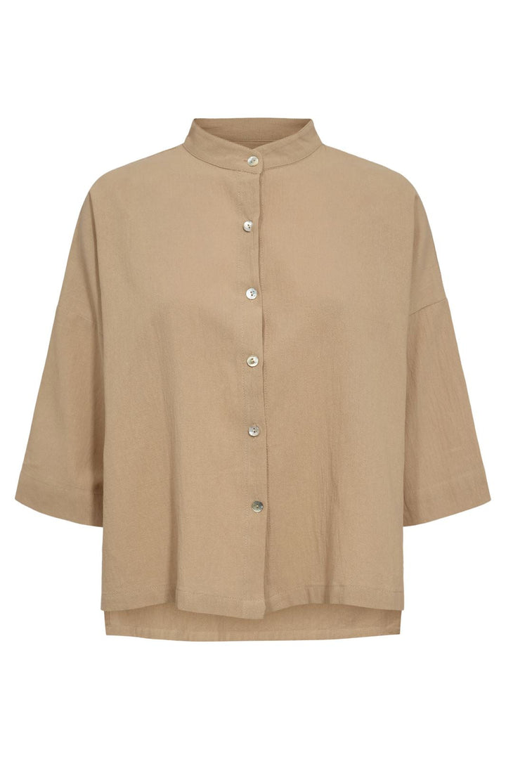 Liberte - Line-Ss-Short-Shirt - Sand Skjorter 