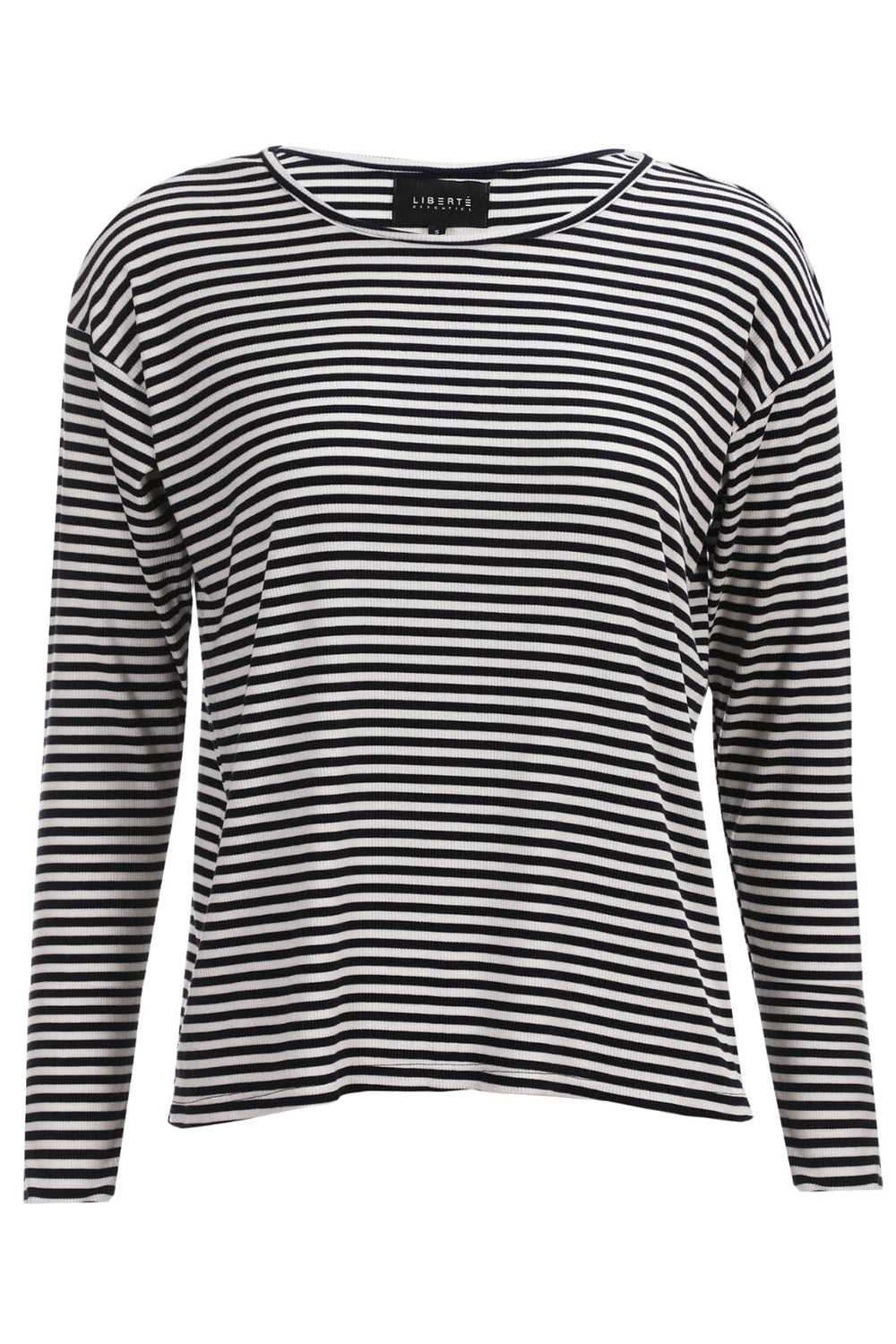 Liberte - Natalia-Ls-Boxy-Blouse - Navy Creme Small Stripe Bluser 