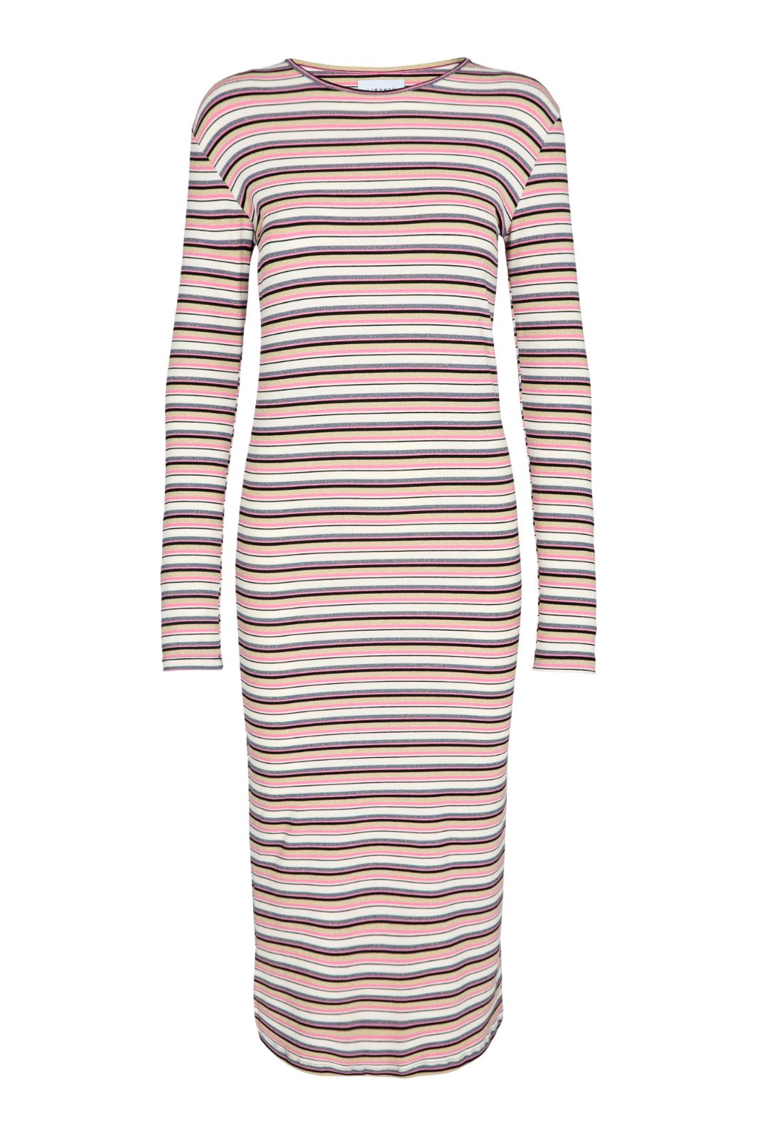 Liberte - Natalia-Ls-Dress - Pink Gold Lurex Stripe Kjoler 