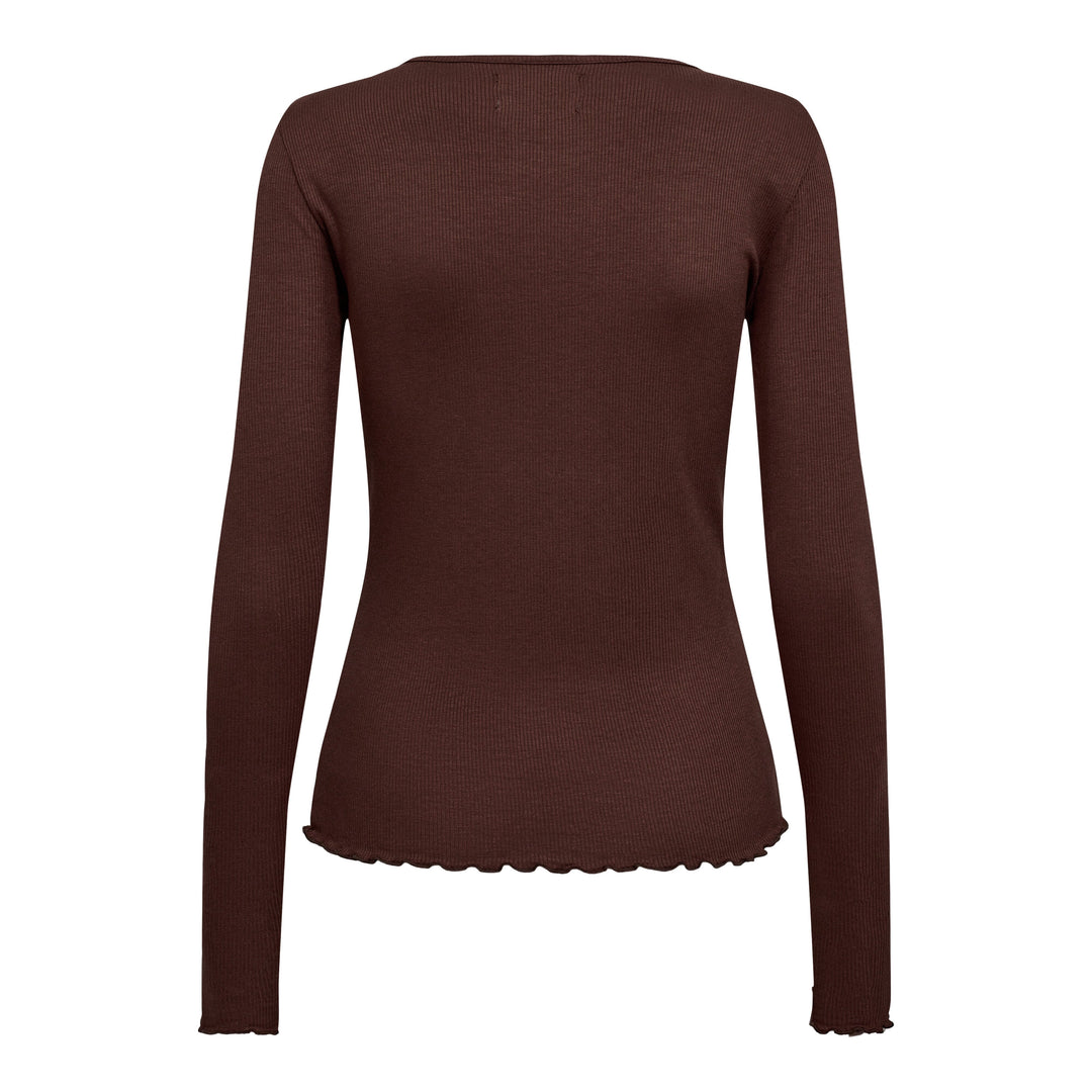 Liberte - Natalia Ls Round Neck Blouse - Dark Brown Bluser 