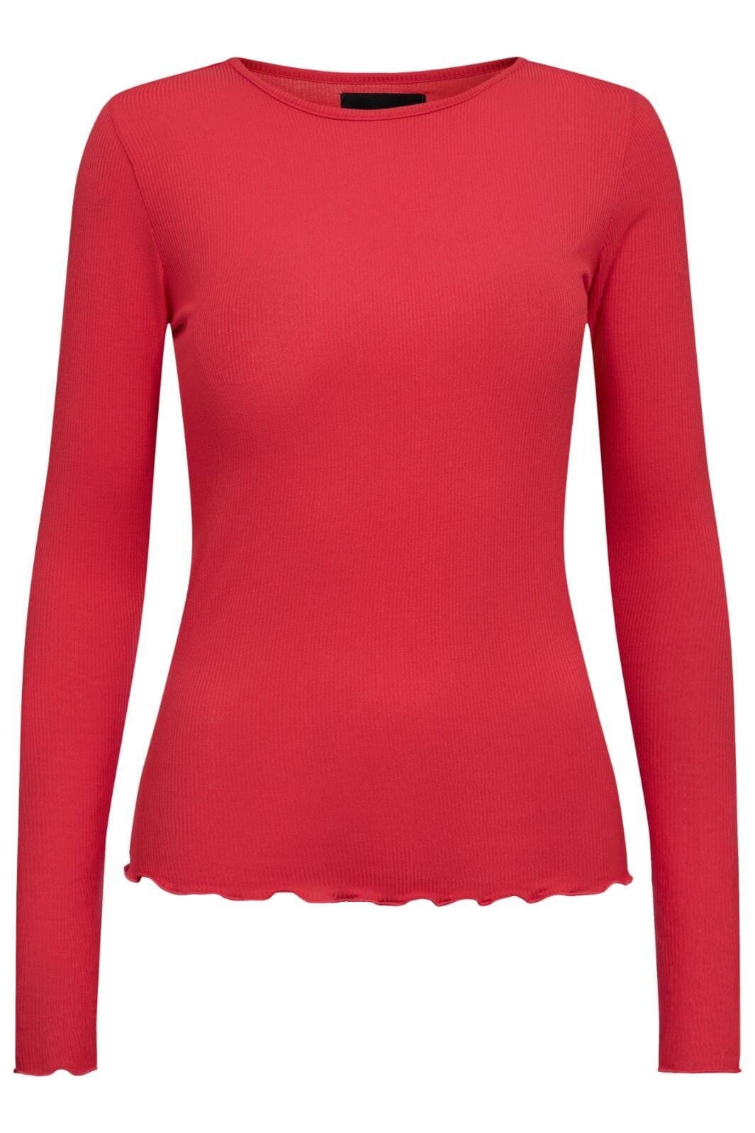 Liberte - Natalia Ls Round Neck Blouse - Hot Red Bluser 