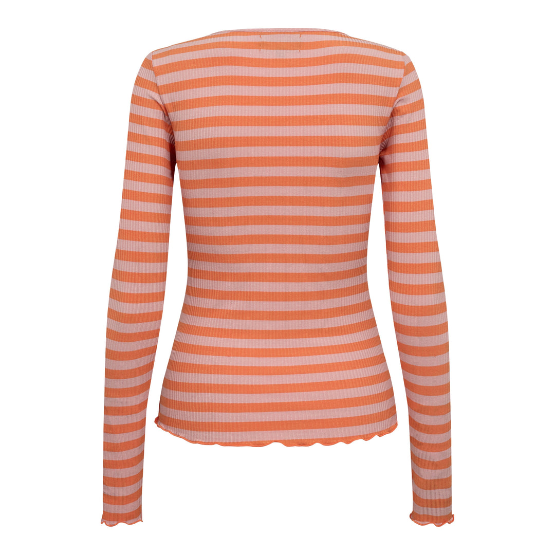 Liberte - Natalia Ls Round Neck Blouse - Rose Orange Stripe Bluser 