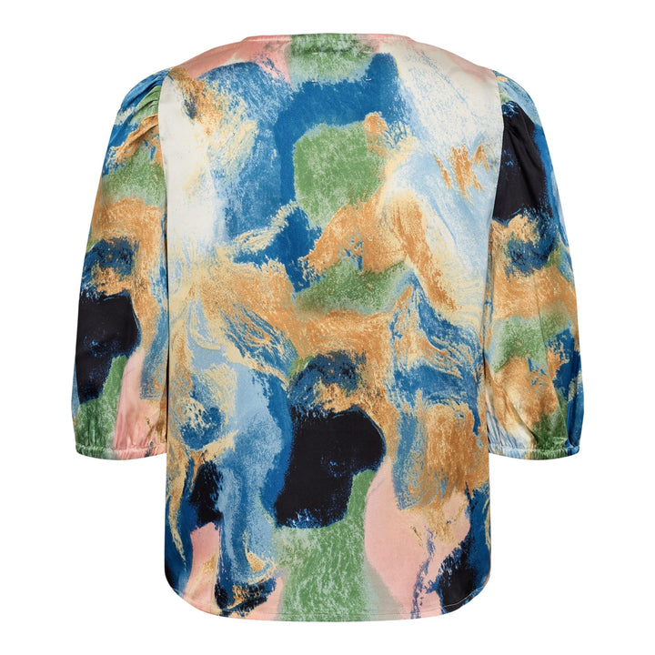 Liberte - Pam-Blouse - Blue Gold Marble Bluser 