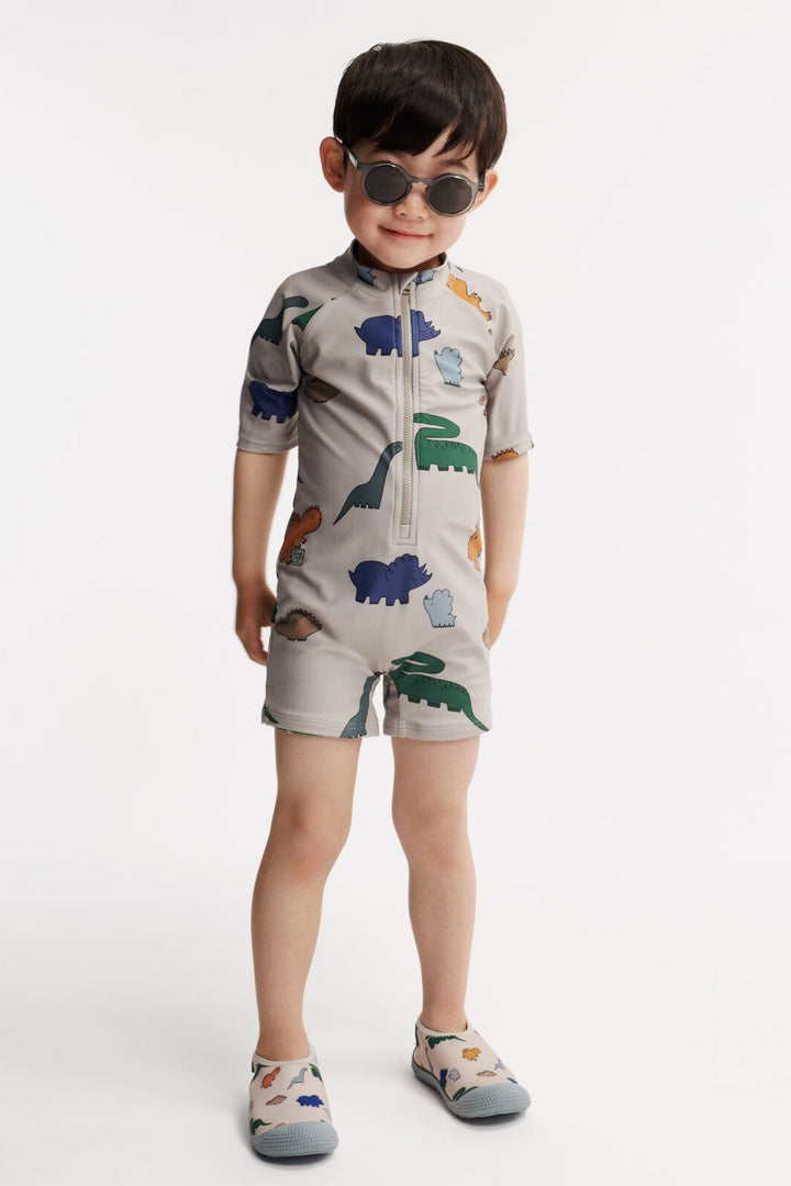 Liewood - Max Printed Shortsleeve Swim Jumpsuit - Dinosaurs / Mist