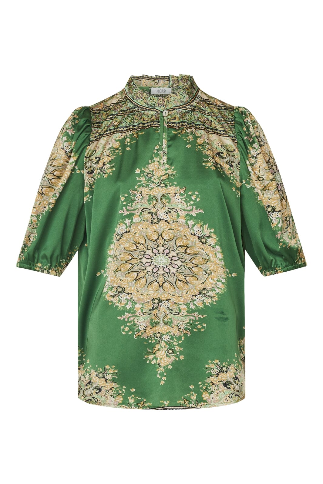 Love & Divine - Love910-8 - 801 Green Paisley Bluser 