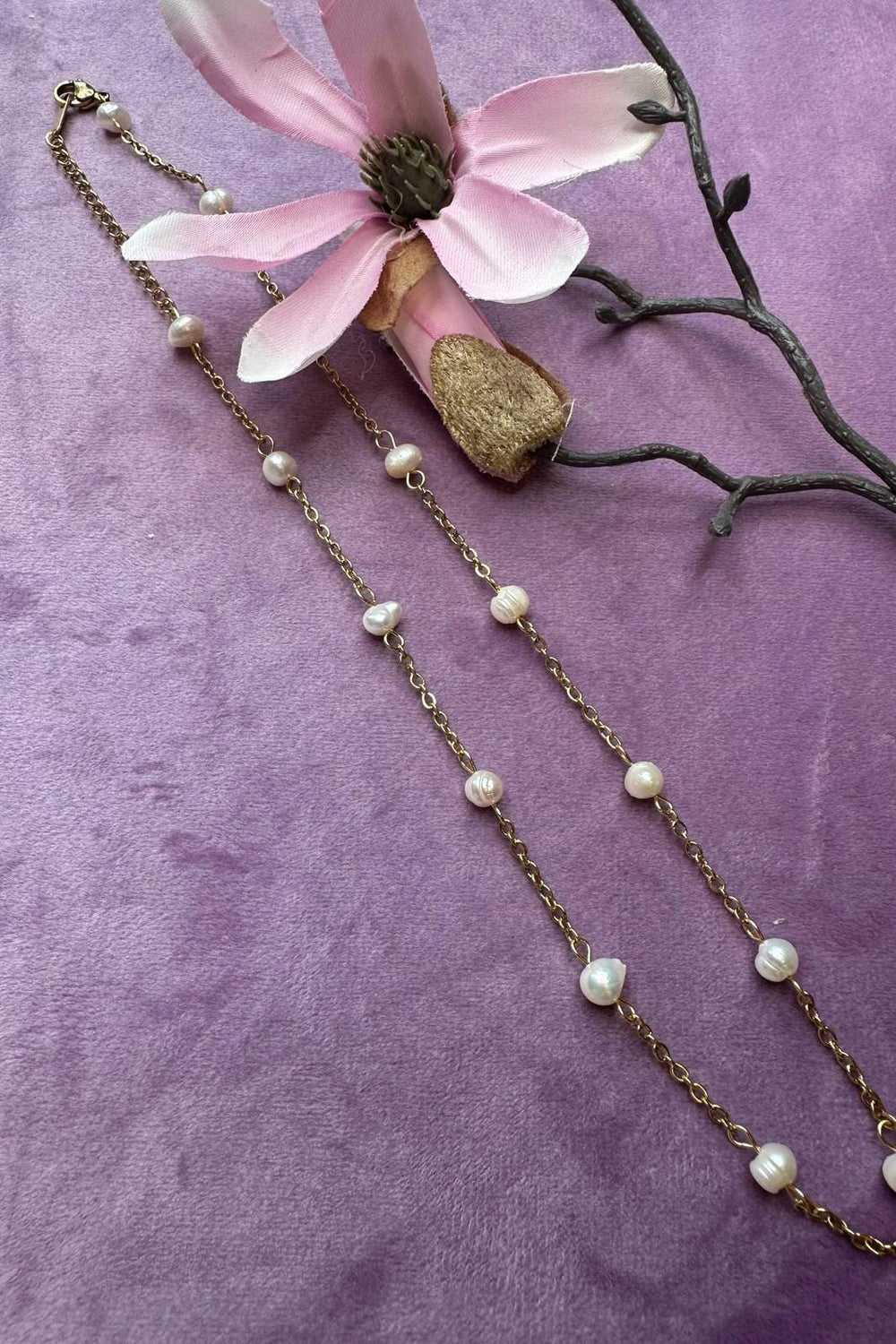 Mellow Moon - Pearl Dot Necklace - Forgyldt Halskæder 