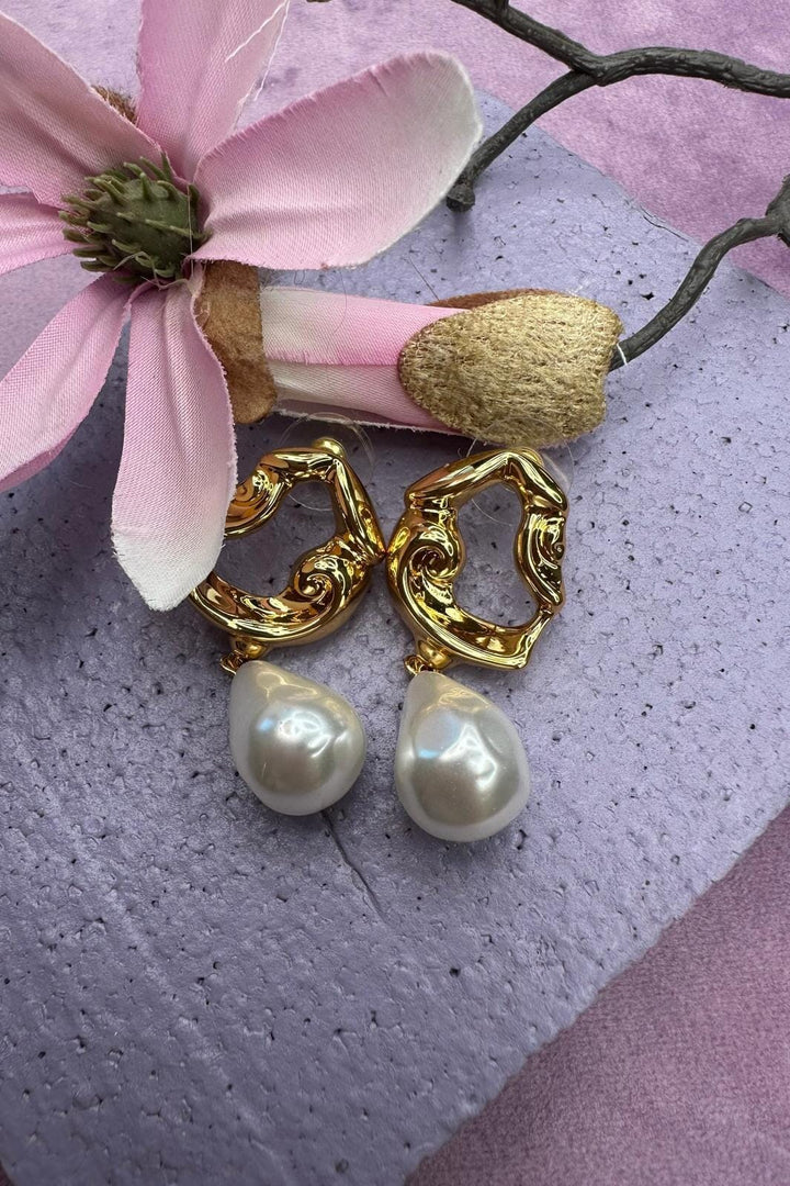 Mellow Moon - Pearl Drop Earring - Forgyldt Øreringe 