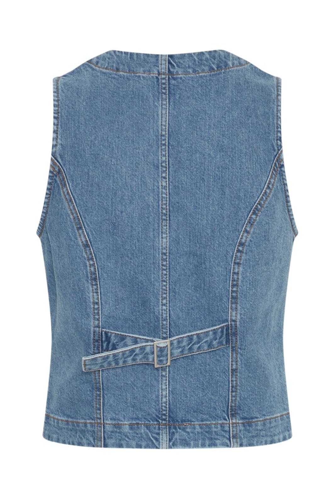 Moss Copenhagen - Mscheli Ada Denim Vest - Mid Blue Wash Frakker 