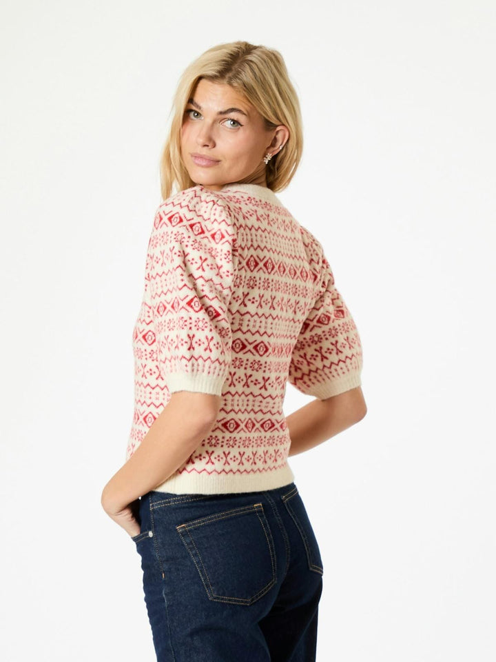 Neo Noir - Abi Vintage Knit Blouse - Red Strikbluser 