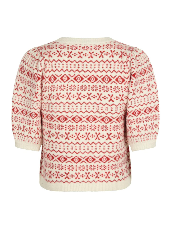 Neo Noir - Abi Vintage Knit Blouse - Red Strikbluser 