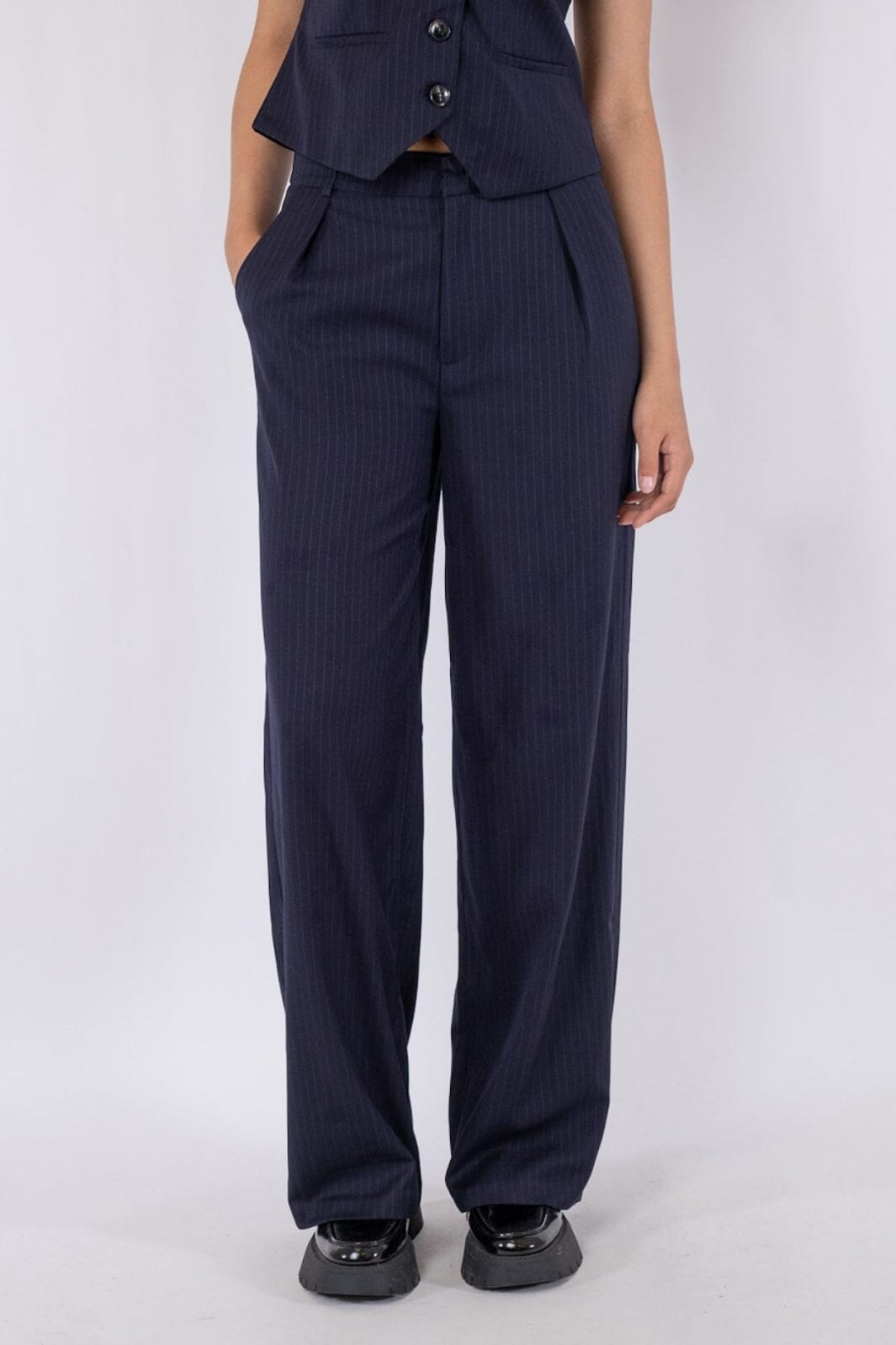 Neo Noir - Alessandra N Pinstripe Pants - Navy Bukser 