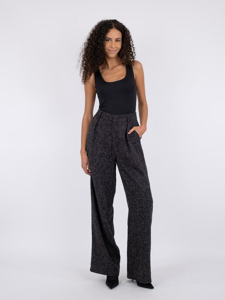 Neo Noir - Alessandra Salt N Peppar Pants - Black Bukser 