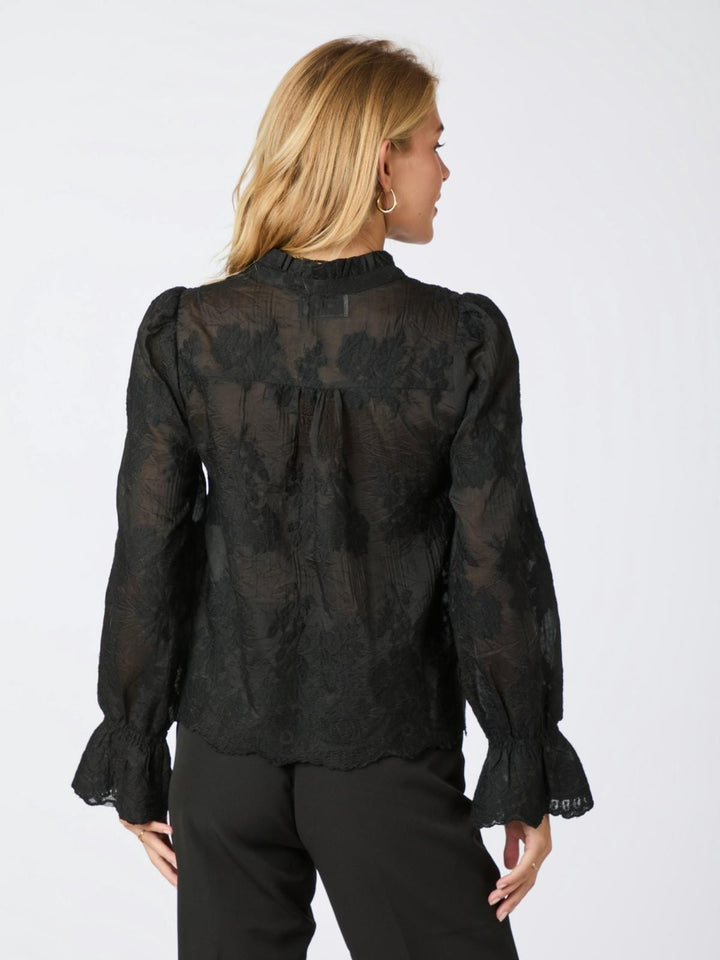 Neo Noir - Amara Big Embroidery Blouse - Black Bluser 