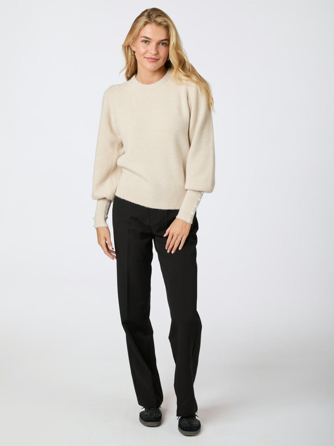 Neo Noir - Angie Knit Blouse - Ivory Strikbluser 