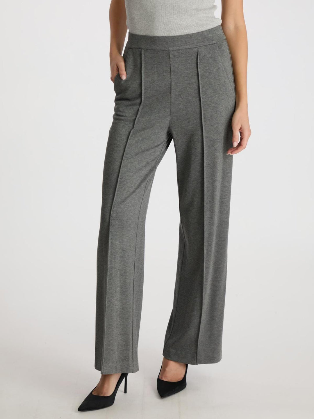 Neo Noir - Anka Soft Pants - Dark Grey Melange Bukser 